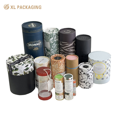 Caja de cilindro de gran tamaño personalizada Caja de tubos de papel de flores con mango para envases de té