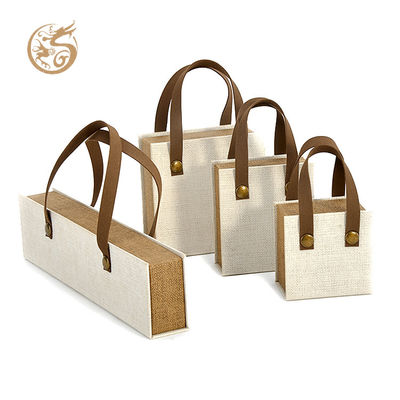 Caja de cartón rígido magnética XL para embalaje de joyería, collar, pulsera, papel texturizado, forma de libro