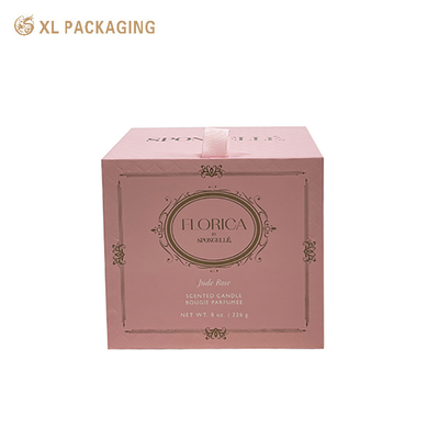 Cajas de regalo de velas rosas de lujo impresas a medida Caja de regalo de cartón duro para velas