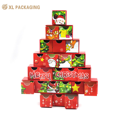Lujo Personalizado Papel Misterioso de Navidad Regalo Caja de Calendario de Adviento Cajas Misteriosas de Cosméticos Sorprendidas Con Envases Alegres