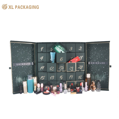 Caja de calendario de Adviento Cmyk Custom 24 25pcs Año Nuevo Impresión completa para cosméticos cuidado de la piel belleza regalo de Navidad Caja de cajón