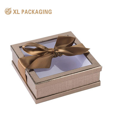 Caja de regalo de joyas pequeñas con ventana PET transparente y arco de cinta - Embalaje de logotipo personalizado