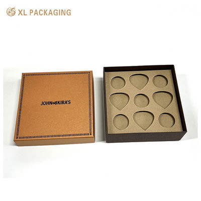 Elegante caja de chocolate amarillo perlante de 2 piezas caja de papel con logotipo UV