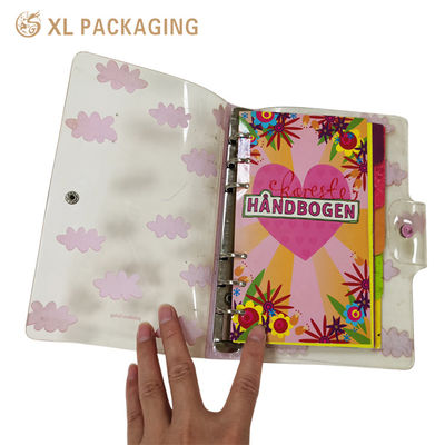 Cuaderno personalizado de carpeta de hojas sueltas de PVC con 6 anillas con cubierta impermeable flexible e impresión a todo color