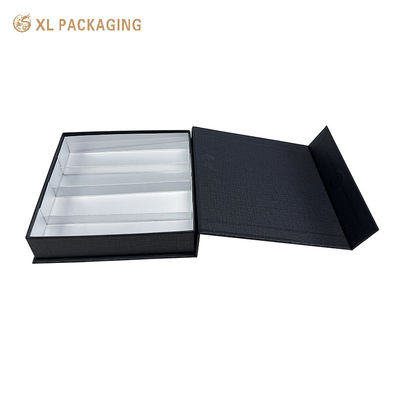Caja de regalo de chocolate magnético de lujo con papel de textura ecológica y caja interior de papel de plata para un cierre magnético seguro