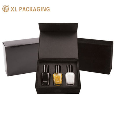 Caja de regalo de esmalte de uñas en forma de libro negro mate 2 mm de tablero grueso bandeja de EVA flocada barniz de uñas caja de embalaje