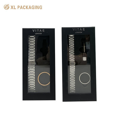 Caja de relojes de papel negro de lujo con impresión de logotipo personalizado
