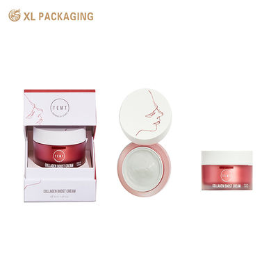 Caja de regalo cosmética ecológica reciclable personalizada con ventana transparente inclinada y estructura plana plegable para crema facial