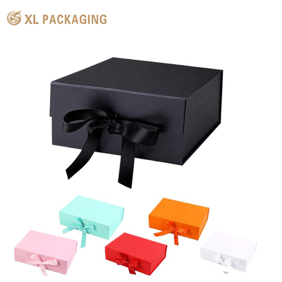 Cajas de papel plegables de lujo con cierre magnético plegable, cajas de regalo en relieve con cinta ecológica y personalizable