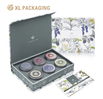 Caja de regalo de té magnético plegable de lujo eco reciclable con 157gms de papel de arte para juegos de té de hierbas