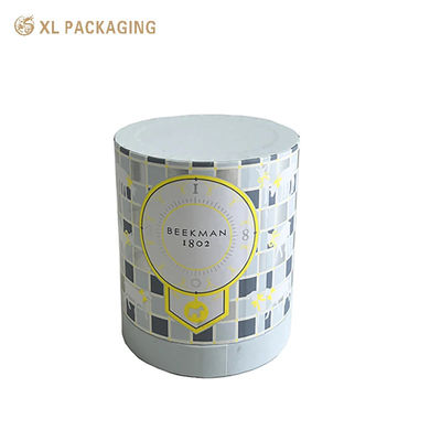 Caja de tubo de papel de borde plano personalizada al por mayor, estampado de lámina plateada mate, embalaje cilíndrico cosmético blanco interior vacío