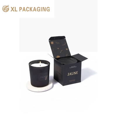 Caja de velas de fondo de cartón Caja de regalo cosmética embalaje Caja de venta al por menor negra con logotipo personalizado