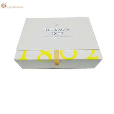 Caja de regalo con tapa personalizada de fábrica con cierre de botón metálico de cinta para embalaje de prendas de vestir cosméticas para el cuidado de la piel