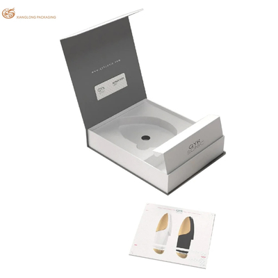 Caja de embalaje de limpieza facial con tapa, caja de papel de cosméticos magnéticos gris con bandeja de flotación