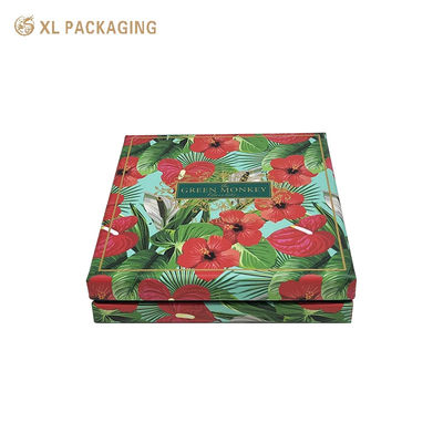 Caja de chocolates rígida premium de 3 piezas con divisor de 9 ranuras y estuche interior verde oscuro