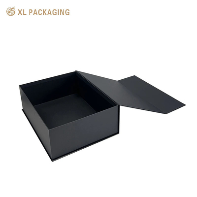Caja de papel negro personalizado embalaje logotipo blanco Caja de regalo magnética Relieve Cajas de papel magnético para el embalaje de regalos