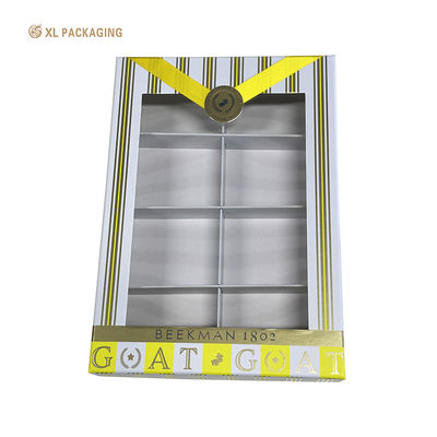 Logotipo de la medalla de papel de oro Caja de regalo para cuidado de la piel con ventana PET transparente y estructura de cartón rígida