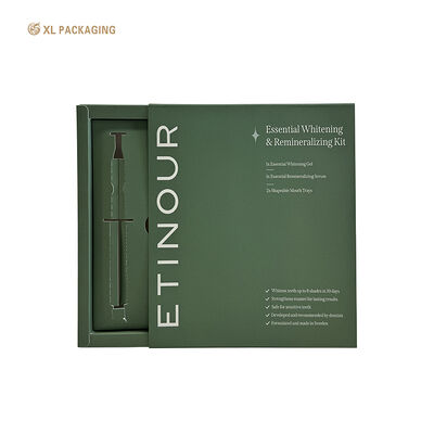 Caja de cajón con logotipo personalizado Papel de tarjeta verde Caja plegable Cajas de embalaje deslizantes con inserción