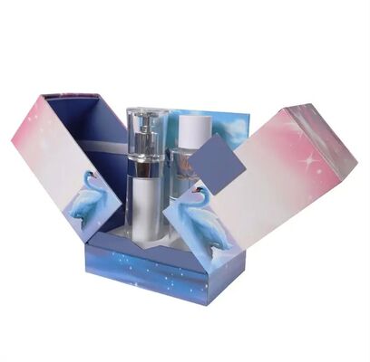 Caja de regalo de perfume de apertura de dos puertas personalizada con inserción de espuma y placa de logotipo