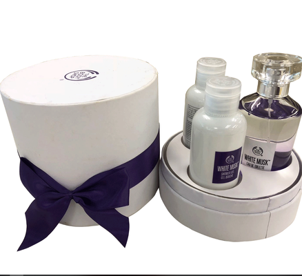 Custom Printed Round Paper Tube Box Podium Style Perfume Bottle Packaging With Foam Insert